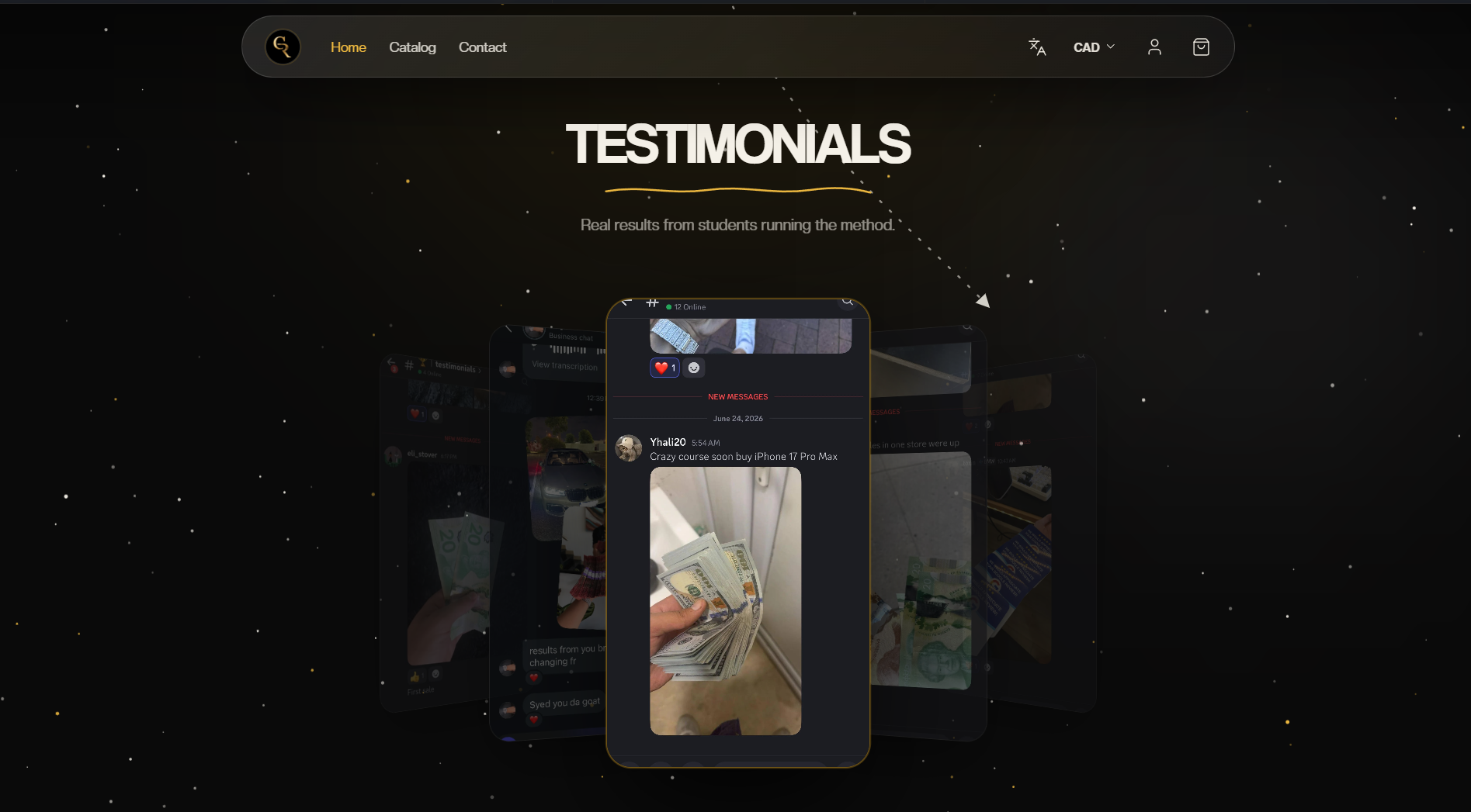 Coach Raffan testimonials wall showing real student results